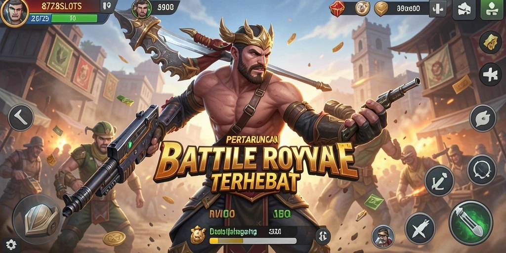 Tampilan gameplay Battle Royale yang intens di 8728SLOTS.