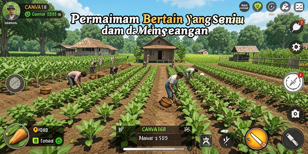 Tampilan gameplay CANVA168 yang menggugah selera bertani.