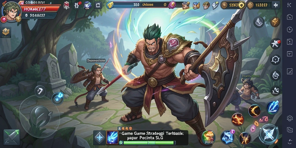 Screenshot utama HOKAGE77 menampilkan aksi pertempuran seru di dunia ninja.