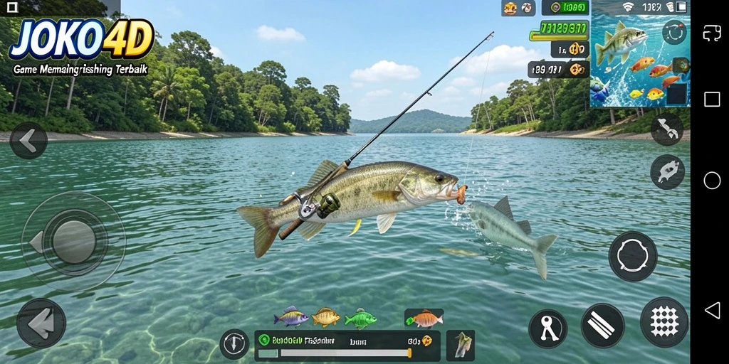 Tampilan gameplay <strong>JOKO4D</strong> yang menampilkan pengalaman memancing yang seru.