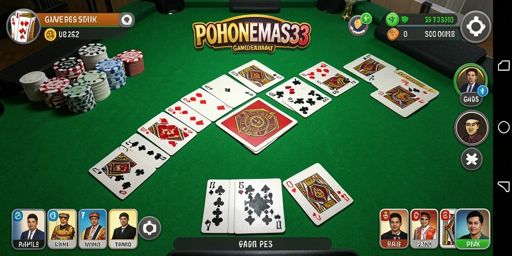 Tangkapan layar menunjukkan gameplay Gaple seru di POHONEMAS33.