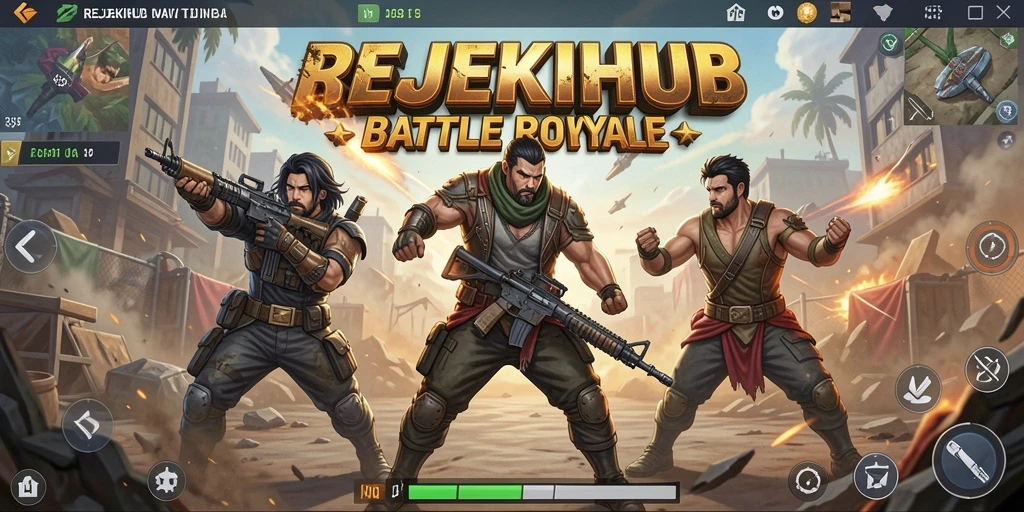 Tangkapan layar gameplay REJEKIHUB yang menampilkan aksi intens Battle Royale.