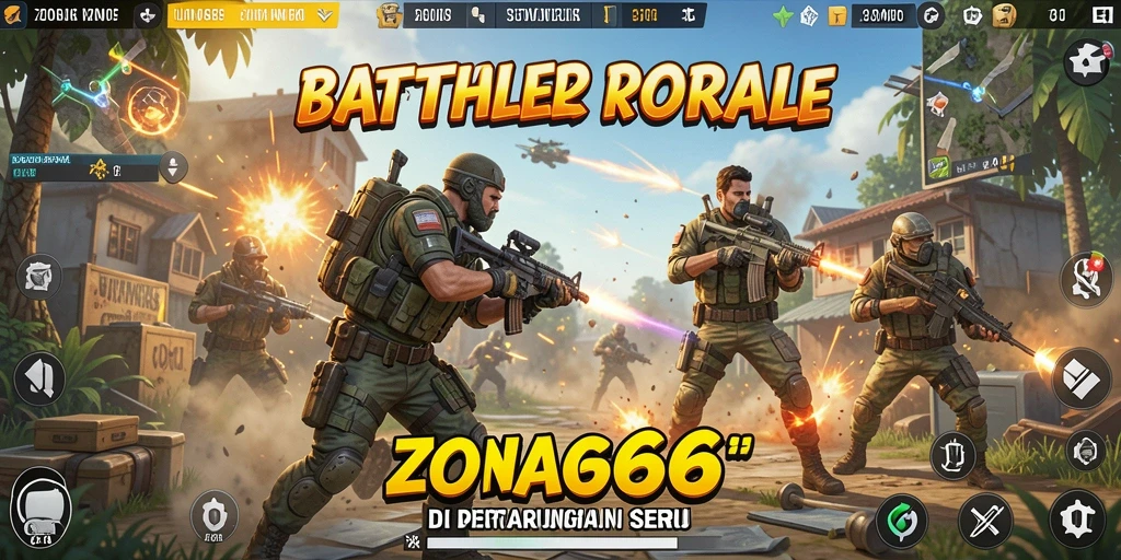 Tampilan gameplay seru dalam pertarungan Battle Royale di ZONA66.